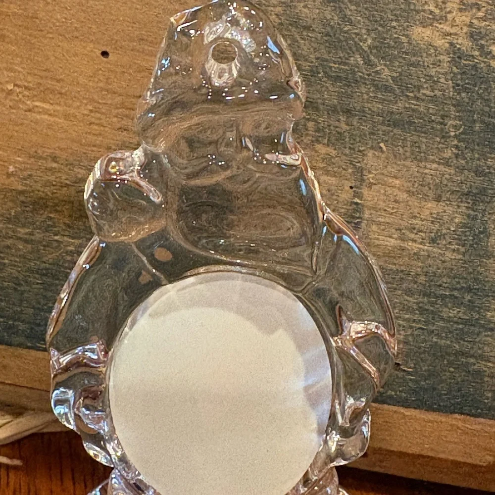 vintage Gorham full lead crystal Santa Claus picture frame ornament